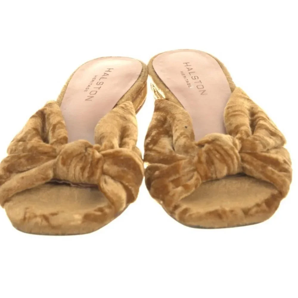 Halston Heritage Women's Brown Velvet Sandals - Picture 2 of 10